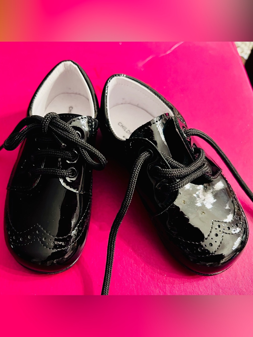 Kids Black Patent Lace-Up Dress Shoes